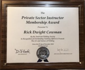 Rick Cowman American Welding Society FABTECH 2018